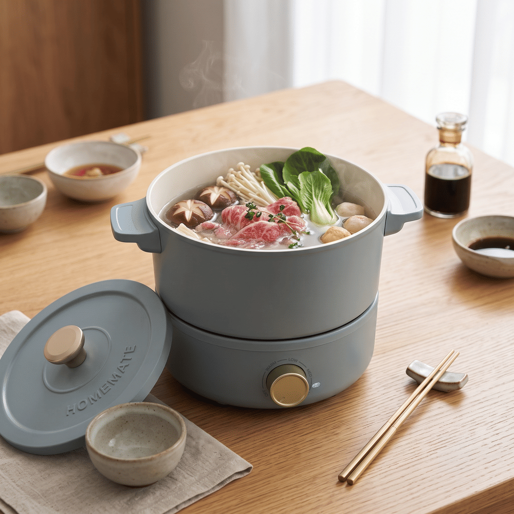 ชุดเตาไฟฟ้าพร้อมหม้อ HOMEMATE (HOM-120054) 2.5 ลิตร สีฟ้าอมเทา_3